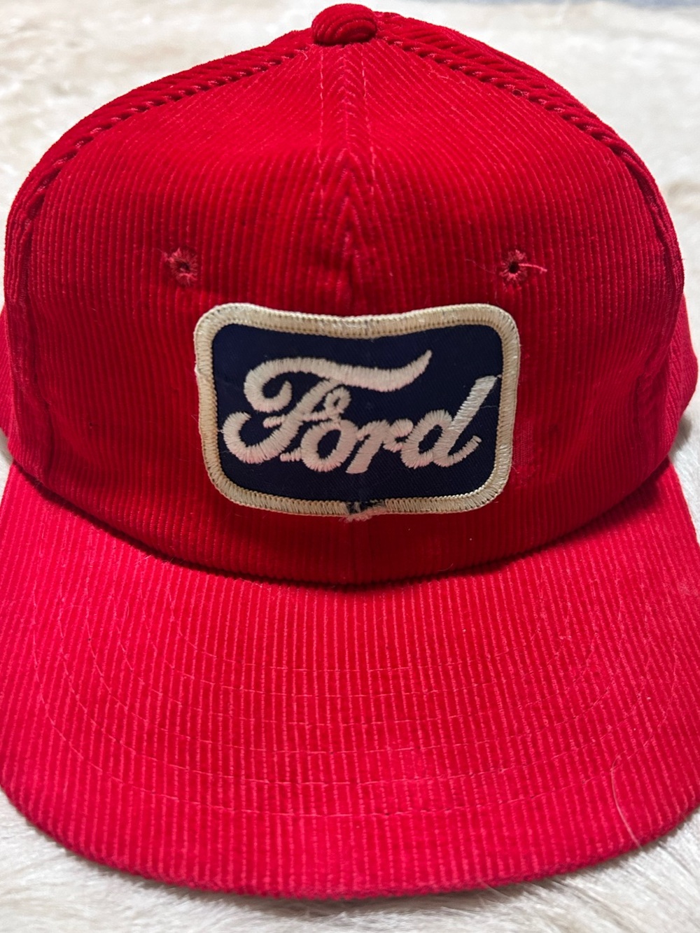 Red Vintage trucker hat Ford Rare Korea Made deadstock 70’s/80’s